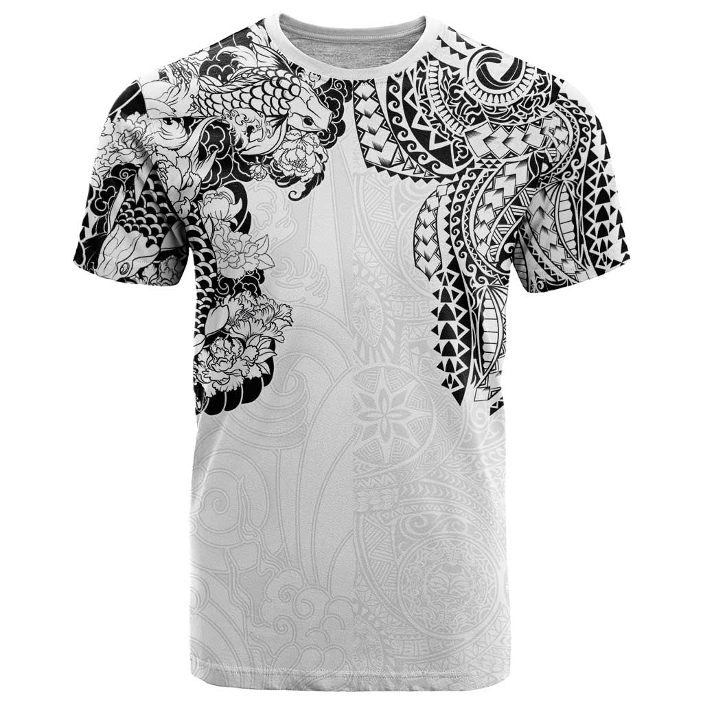 Japanese Irezumi and Hawaiian Polynesian Art Tattoo T Shirt White Color LT03 White - Polynesian Pride