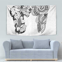 Japanese Irezumi and Hawaiian Polynesian Art Tattoo Tapestry White Color LT03 - Polynesian Pride