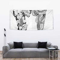 Japanese Irezumi and Hawaiian Polynesian Art Tattoo Tapestry White Color LT03 - Polynesian Pride