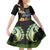 Hawaii Kaimuki High School Family Matching Off Shoulder Short Dress and Hawaiian Shirt Tribal Kakau Pattern Mix Hibiscus Flower LT03 Daughter's Dress Black - Polynesian Pride