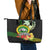 Hawaii Kaimuki High School Leather Tote Bag Tribal Kakau Pattern Mix Hibiscus Flower LT03 - Polynesian Pride