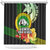 Hawaii Kaimuki High School Shower Curtain Tribal Kakau Pattern Mix Hibiscus Flower LT03 Black - Polynesian Pride