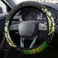 Hawaii Kaimuki High School Steering Wheel Cover Tribal Kakau Pattern Mix Hibiscus Flower LT03 - Polynesian Pride