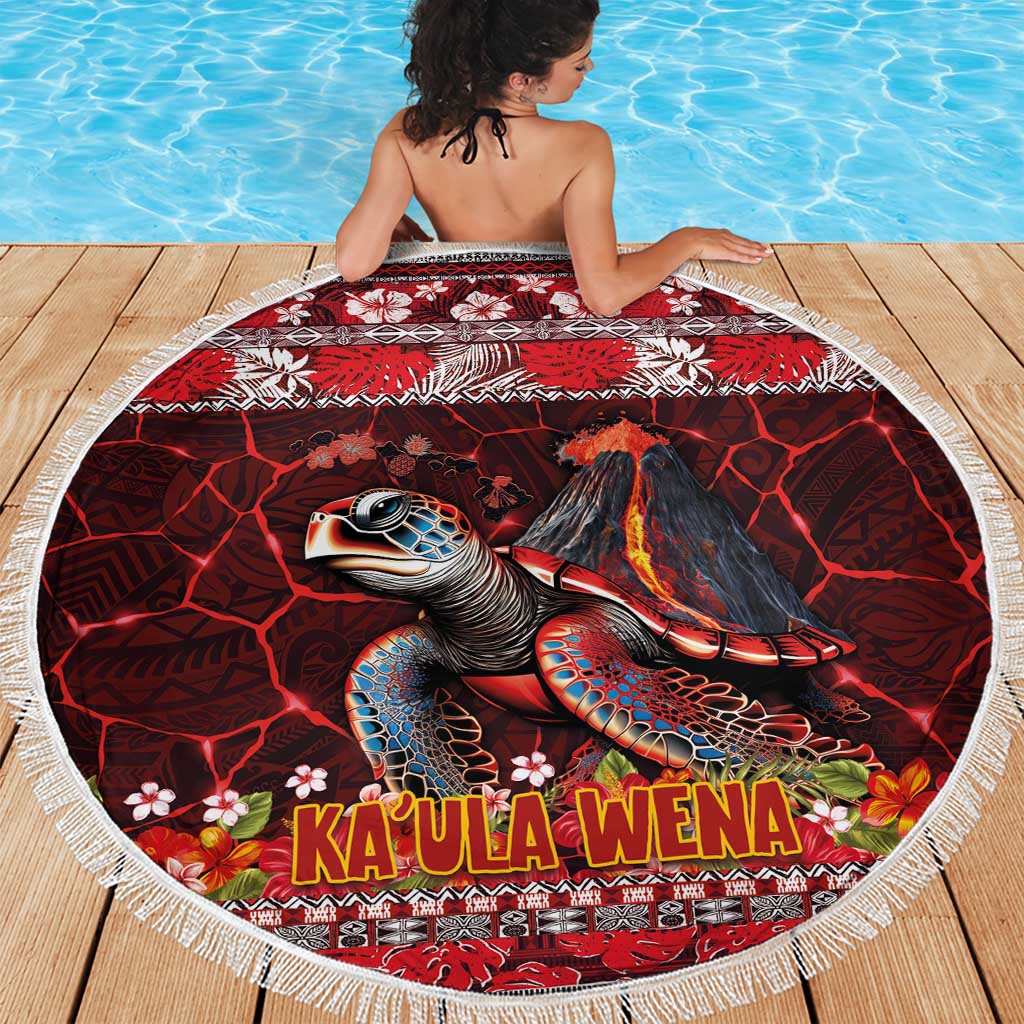 Hawaii KaUla Wena Volcano Turtle Beach Blanket Lava and Tropical Plants Tribal Pattern LT03 - Polynesian Pride