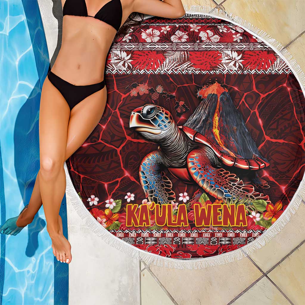 Hawaii KaUla Wena Volcano Turtle Beach Blanket Lava and Tropical Plants Tribal Pattern LT03 - Polynesian Pride