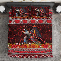 Hawaii KaUla Wena Volcano Turtle Bedding Set Lava and Tropical Plants Tribal Pattern LT03 Red - Polynesian Pride