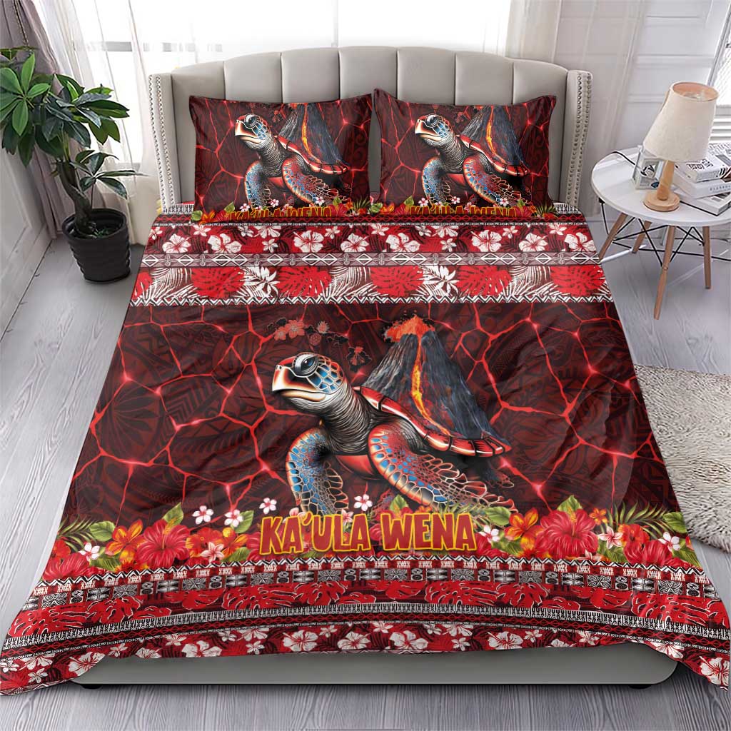 Hawaii KaUla Wena Volcano Turtle Bedding Set Lava and Tropical Plants Tribal Pattern LT03 - Polynesian Pride