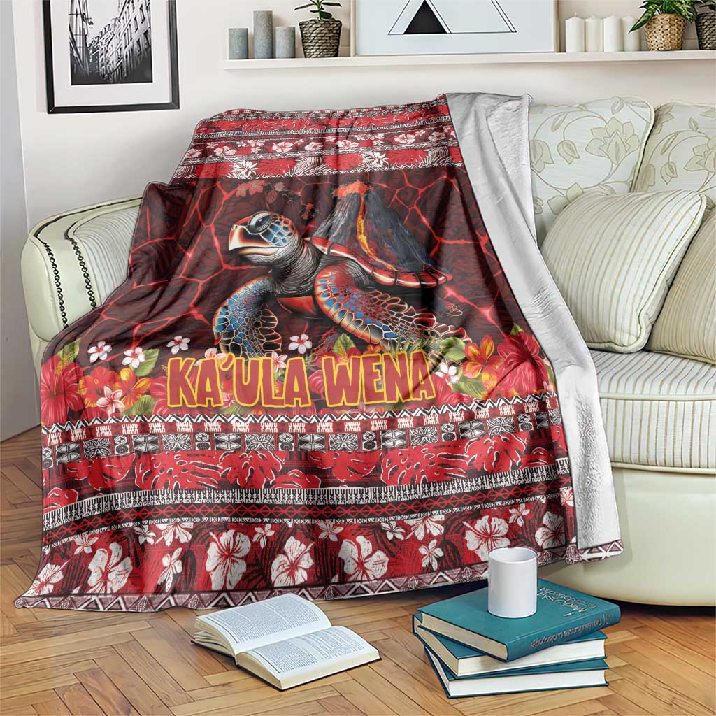 Hawaii KaUla Wena Volcano Turtle Blanket Lava and Tropical Plants Tribal Pattern LT03 Red - Polynesian Pride
