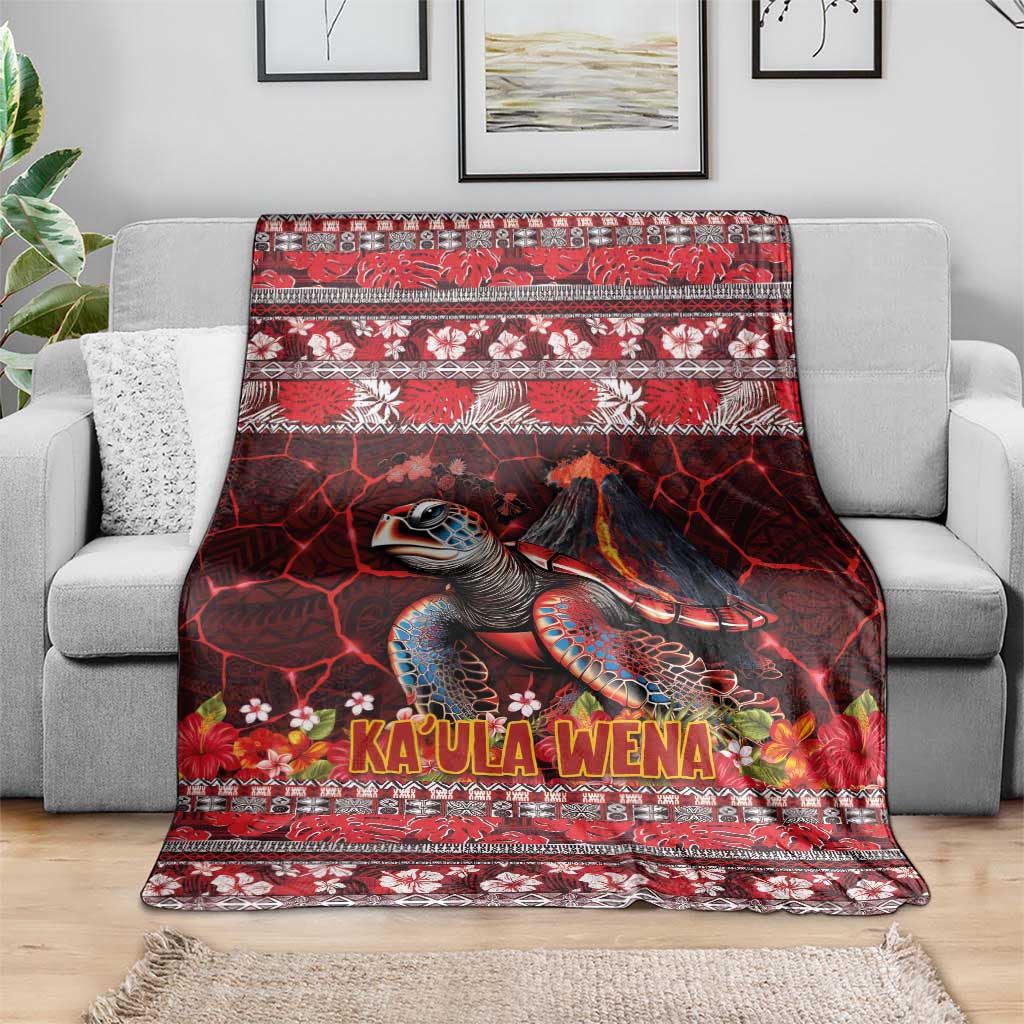 Hawaii KaUla Wena Volcano Turtle Blanket Lava and Tropical Plants Tribal Pattern LT03 - Polynesian Pride