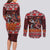 Hawaii KaʻUla Wena Volcano Turtle Couples Matching Long Sleeve Bodycon Dress and Long Sleeve Button Shirt Lava and Tropical Plants Tribal Pattern