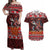 Hawaii KaʻUla Wena Volcano Turtle Couples Matching Off Shoulder Maxi Dress and Hawaiian Shirt Lava and Tropical Plants Tribal Pattern