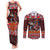 Hawaii KaʻUla Wena Volcano Turtle Couples Matching Tank Maxi Dress and Long Sleeve Button Shirt Lava and Tropical Plants Tribal Pattern