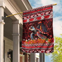 Hawaii KaUla Wena Volcano Turtle Garden Flag Lava and Tropical Plants Tribal Pattern LT03 House Flag Red - Polynesian Pride