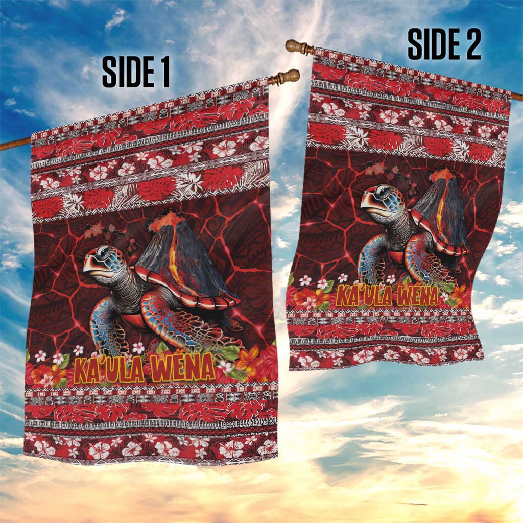 Hawaii KaUla Wena Volcano Turtle Garden Flag Lava and Tropical Plants Tribal Pattern LT03 - Polynesian Pride