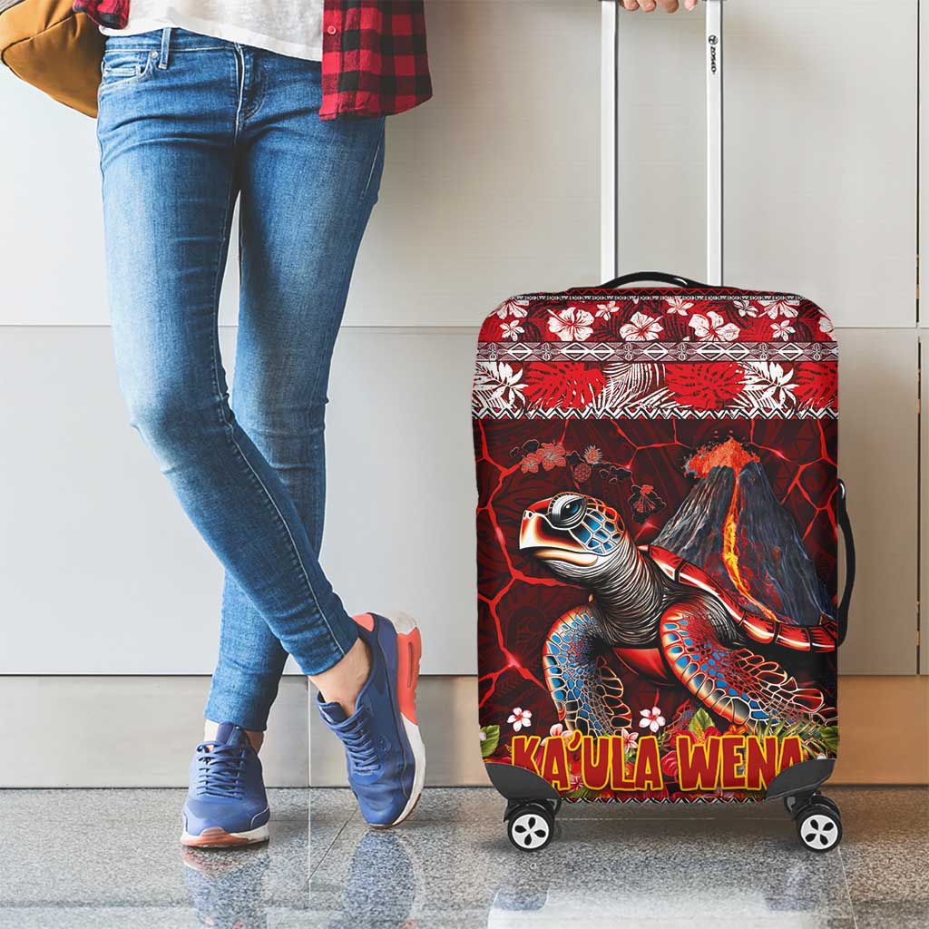 Hawaii KaUla Wena Volcano Turtle Luggage Cover Lava and Tropical Plants Tribal Pattern LT03 - Polynesian Pride