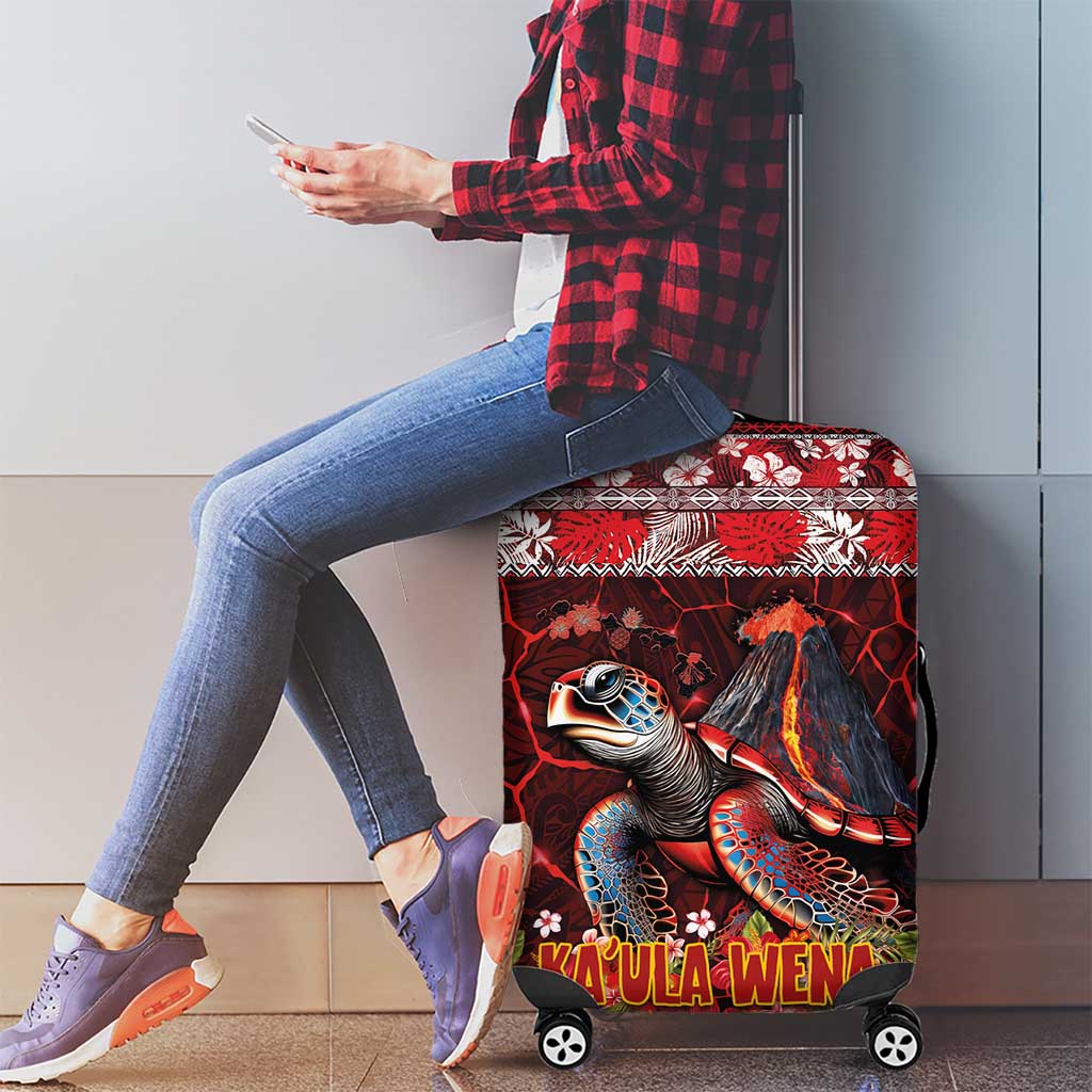 Hawaii KaUla Wena Volcano Turtle Luggage Cover Lava and Tropical Plants Tribal Pattern LT03 - Polynesian Pride