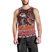 Hawaii KaUla Wena Volcano Turtle Men Tank Top Lava and Tropical Plants Tribal Pattern LT03 - Polynesian Pride
