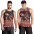 Hawaii KaʻUla Wena Volcano Turtle Men Tank Top Lava and Tropical Plants Tribal Pattern