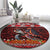 Hawaii KaʻUla Wena Volcano Turtle Round Carpet Lava and Tropical Plants Tribal Pattern