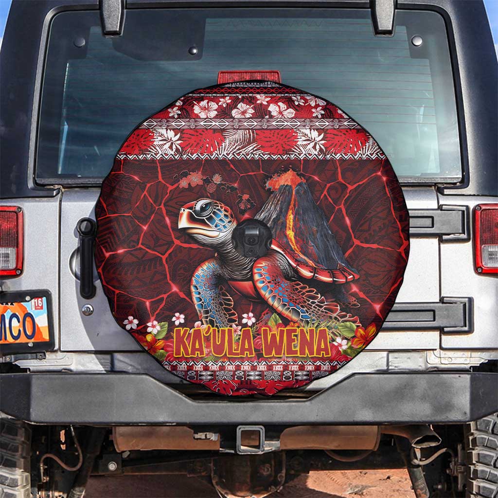 Hawaii KaʻUla Wena Volcano Turtle Spare Tire Cover Lava and Tropical Plants Tribal Pattern