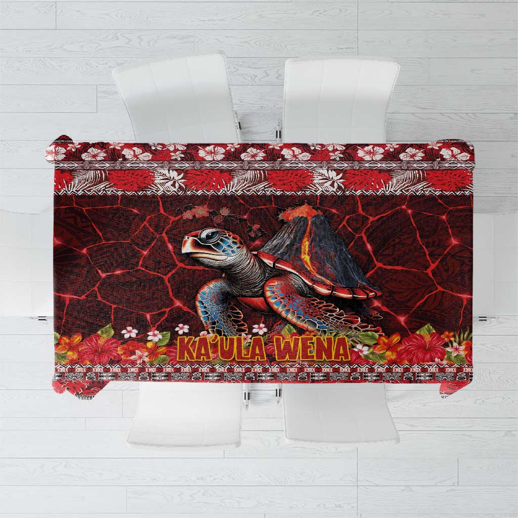Hawaii KaUla Wena Volcano Turtle Tablecloth Lava and Tropical Plants Tribal Pattern LT03 Red - Polynesian Pride
