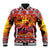 Hawaii KaʻUla Wena Octopus Baseball Jacket Oceanic Red with Corals and Tropical On Sunset Landscape