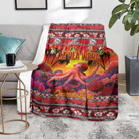Hawaii KaUla Wena Octopus Blanket Oceanic Red with Corals and Tropical On Sunset Landscape LT03 - Polynesian Pride