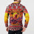 Hawaii KaʻUla Wena Octopus Button Sweatshirt Oceanic Red with Corals and Tropical On Sunset Landscape