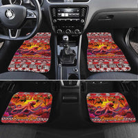 Hawaii KaUla Wena Octopus Car Mats Oceanic Red with Corals and Tropical On Sunset Landscape LT03 Set 4pcs Red - Polynesian Pride
