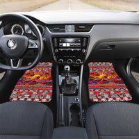 Hawaii KaUla Wena Octopus Car Mats Oceanic Red with Corals and Tropical On Sunset Landscape LT03 Set 2pcs - Front Red - Polynesian Pride