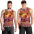 Hawaii KaʻUla Wena Octopus Men Tank Top Oceanic Red with Corals and Tropical On Sunset Landscape