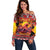 Hawaii KaʻUla Wena Octopus Off Shoulder Sweater Oceanic Red with Corals and Tropical On Sunset Landscape