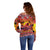 Hawaii KaʻUla Wena Octopus Off Shoulder Sweater Oceanic Red with Corals and Tropical On Sunset Landscape