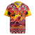 Hawaii KaʻUla Wena Octopus Rugby Jersey Oceanic Red with Corals and Tropical On Sunset Landscape