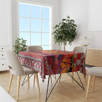 Hawaii KaUla Wena Octopus Tablecloth Oceanic Red with Corals and Tropical On Sunset Landscape LT03 - Polynesian Pride