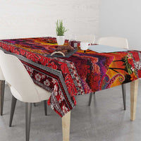 Hawaii KaUla Wena Octopus Tablecloth Oceanic Red with Corals and Tropical On Sunset Landscape LT03 - Polynesian Pride