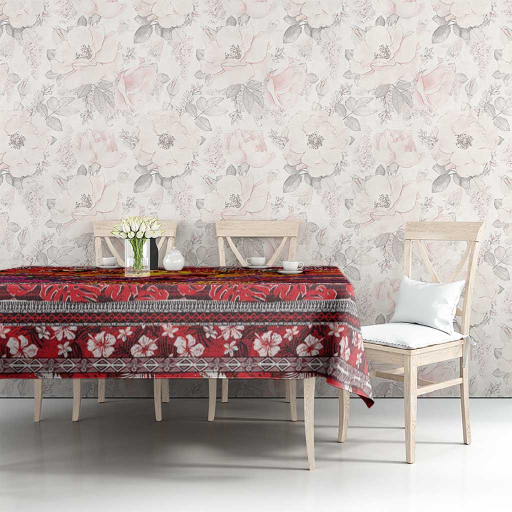 Hawaii KaUla Wena Octopus Tablecloth Oceanic Red with Corals and Tropical On Sunset Landscape LT03 - Polynesian Pride