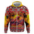 Hawaii KaʻUla Wena Octopus Zip Hoodie Oceanic Red with Corals and Tropical On Sunset Landscape