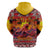 Hawaii KaʻUla Wena Octopus Zip Hoodie Oceanic Red with Corals and Tropical On Sunset Landscape