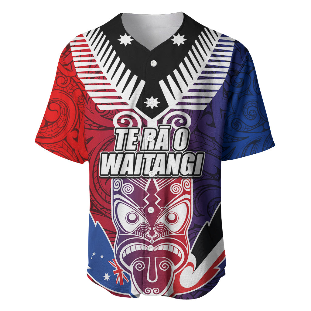 New Zealand Waitangi Baseball Jersey Kia Ora Maori Koruru Tiki Mask LT03 Red - Polynesian Pride