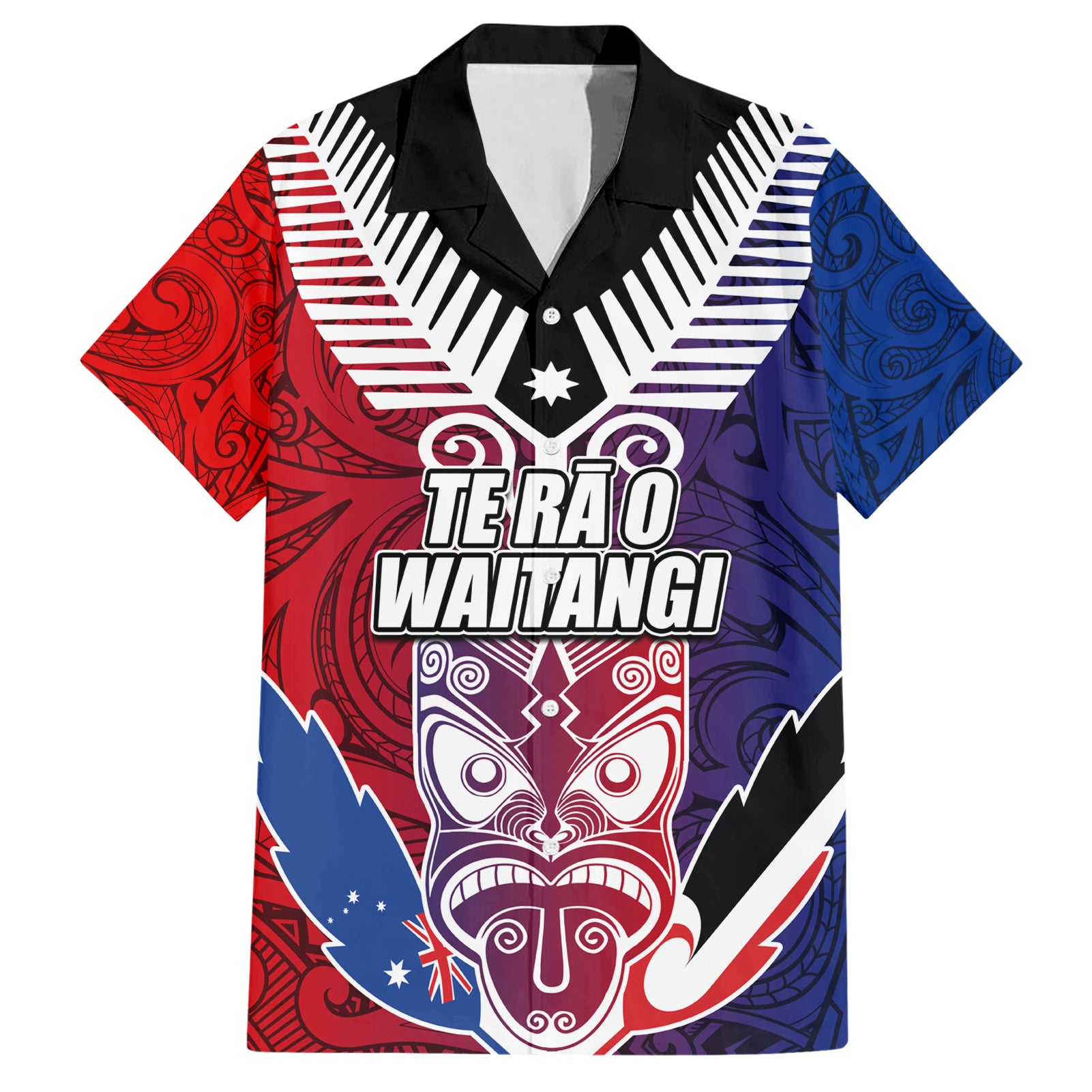 New Zealand Waitangi Hawaiian Shirt Kia Ora Maori Koruru Tiki Mask LT03 Red - Polynesian Pride