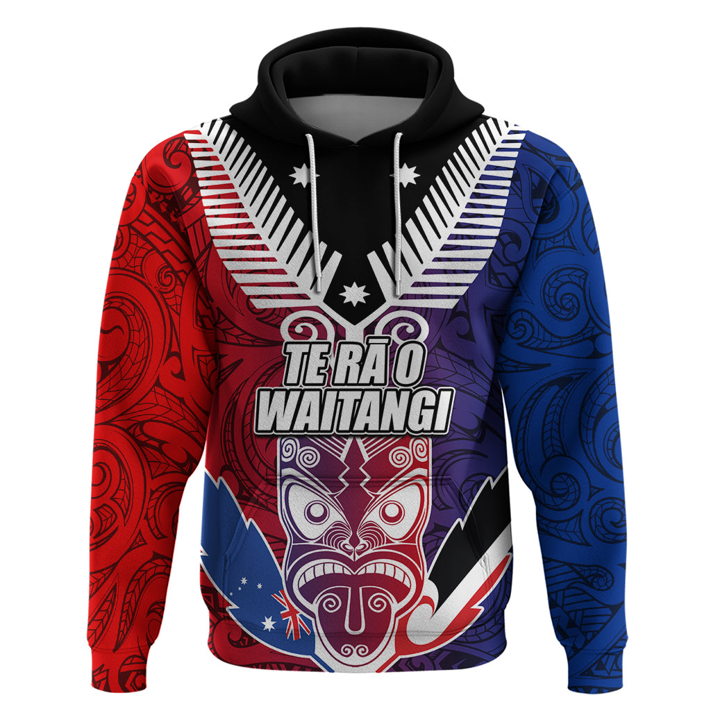 New Zealand Waitangi Hoodie Kia Ora Maori Koruru Tiki Mask LT03 Pullover Hoodie Red - Polynesian Pride