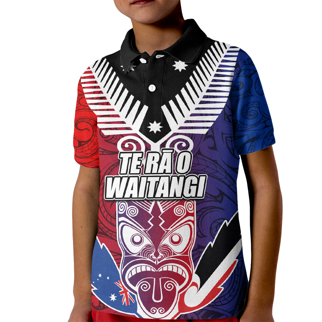 New Zealand Waitangi Kid Polo Shirt Kia Ora Maori Koruru Tiki Mask LT03 Kid Red - Polynesian Pride