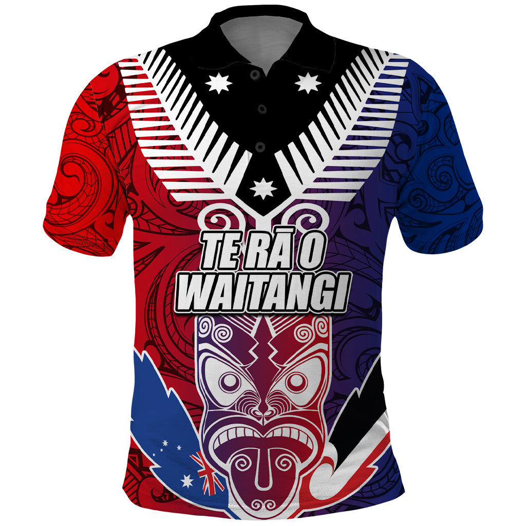 New Zealand Waitangi Polo Shirt Kia Ora Maori Koruru Tiki Mask LT03 Red - Polynesian Pride