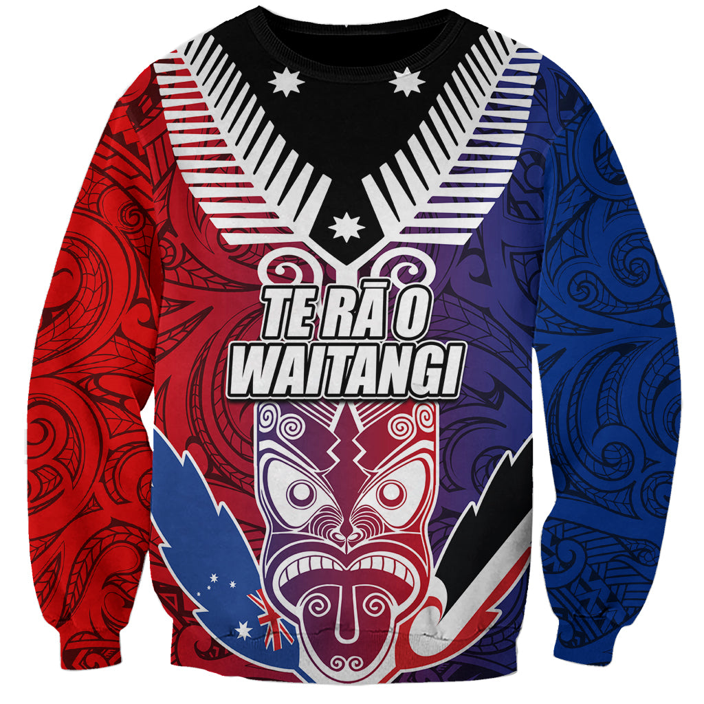 New Zealand Waitangi Sweatshirt Kia Ora Maori Koruru Tiki Mask LT03 Unisex Red - Polynesian Pride