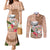 Northern Mariana Islands Hafa Adai Latte Stone Couples Matching Mermaid Dress and Long Sleeve Button Shirt Peach Fuzz Color LT03 Peach Fuzz Color - Polynesian Pride