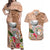 Northern Mariana Islands Hafa Adai Latte Stone Couples Matching Off Shoulder Maxi Dress and Hawaiian Shirt Peach Fuzz Color LT03 Peach Fuzz Color - Polynesian Pride