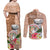 Northern Mariana Islands Hafa Adai Latte Stone Couples Matching Off Shoulder Maxi Dress and Long Sleeve Button Shirt Peach Fuzz Color LT03 - Polynesian Pride