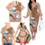 Northern Mariana Islands Hafa Adai Latte Stone Family Matching Off Shoulder Long Sleeve Dress and Hawaiian Shirt Peach Fuzz Color LT03 - Polynesian Pride