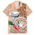 Northern Mariana Islands Hafa Adai Latte Stone Family Matching Short Sleeve Bodycon Dress and Hawaiian Shirt Peach Fuzz Color LT03 Dad's Shirt - Short Sleeve Peach Fuzz Color - Polynesian Pride